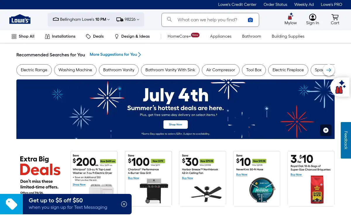 www.lowes.com screenshot