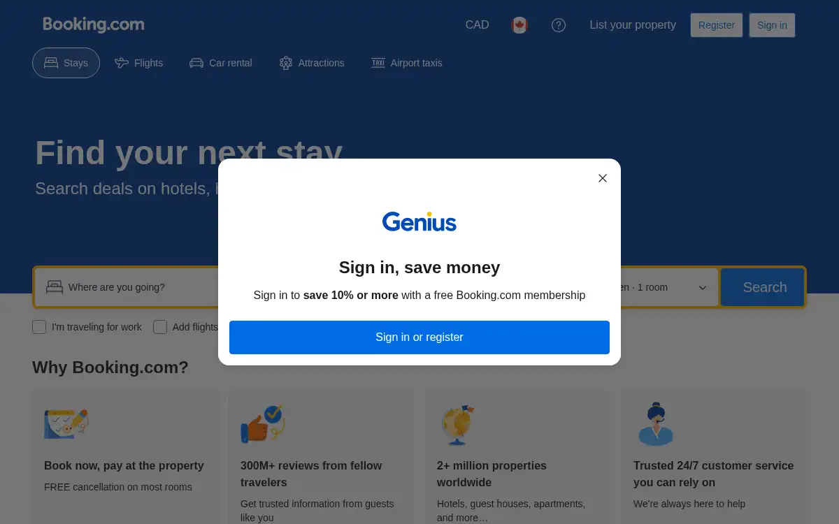 Final screenshot of https://www.booking.com/