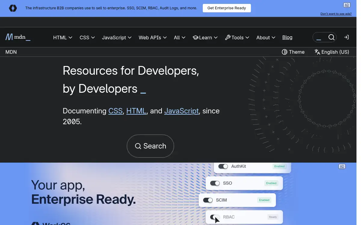 Final screenshot of https://developer.mozilla.org/