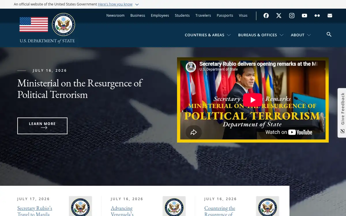 Final screenshot of https://www.state.gov