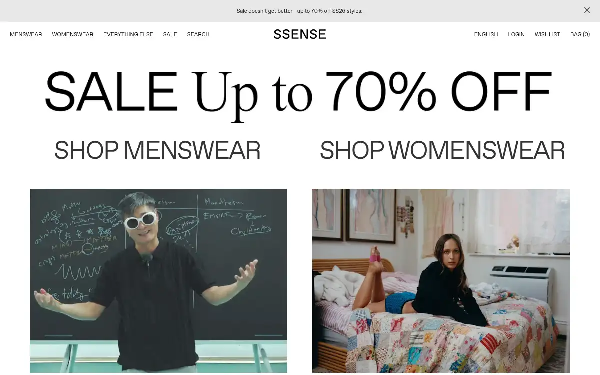 Final screenshot of https://www.ssense.com