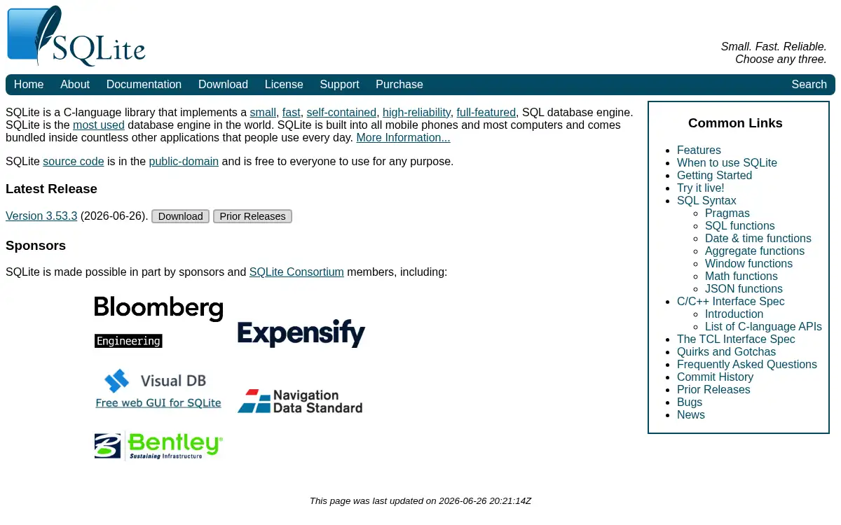 Final screenshot of https://www.sqlite.org