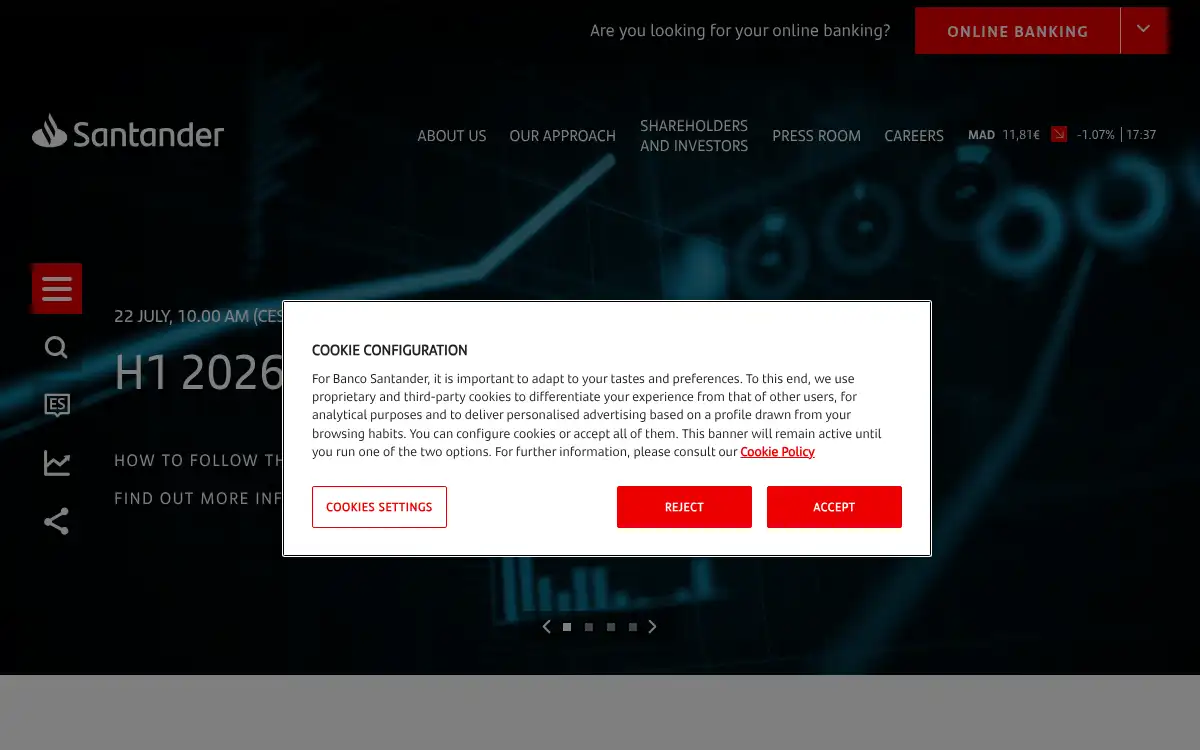 Final screenshot of https://www.santander.com