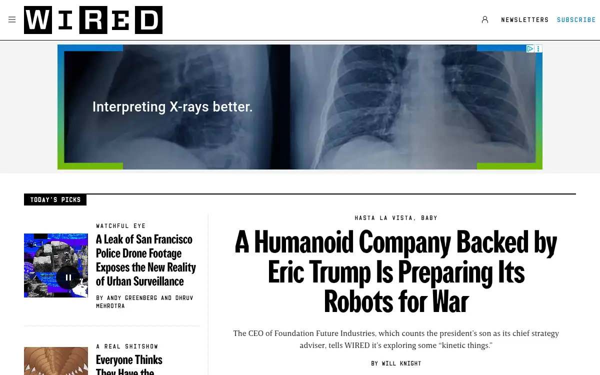 Final screenshot of https://www.wired.com