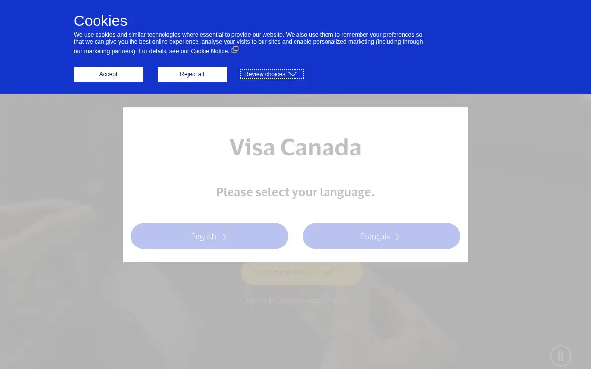 Final screenshot of https://www.visa.com
