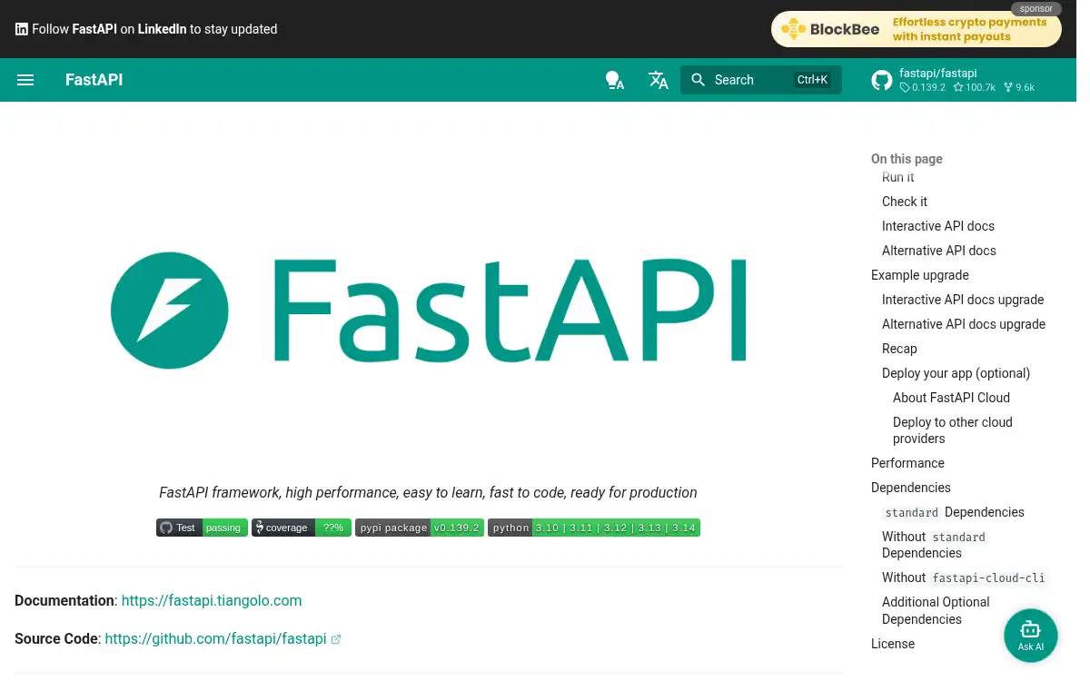 Final screenshot of https://fastapi.tiangolo.com
