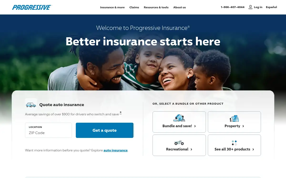 Final screenshot of https://www.progressive.com