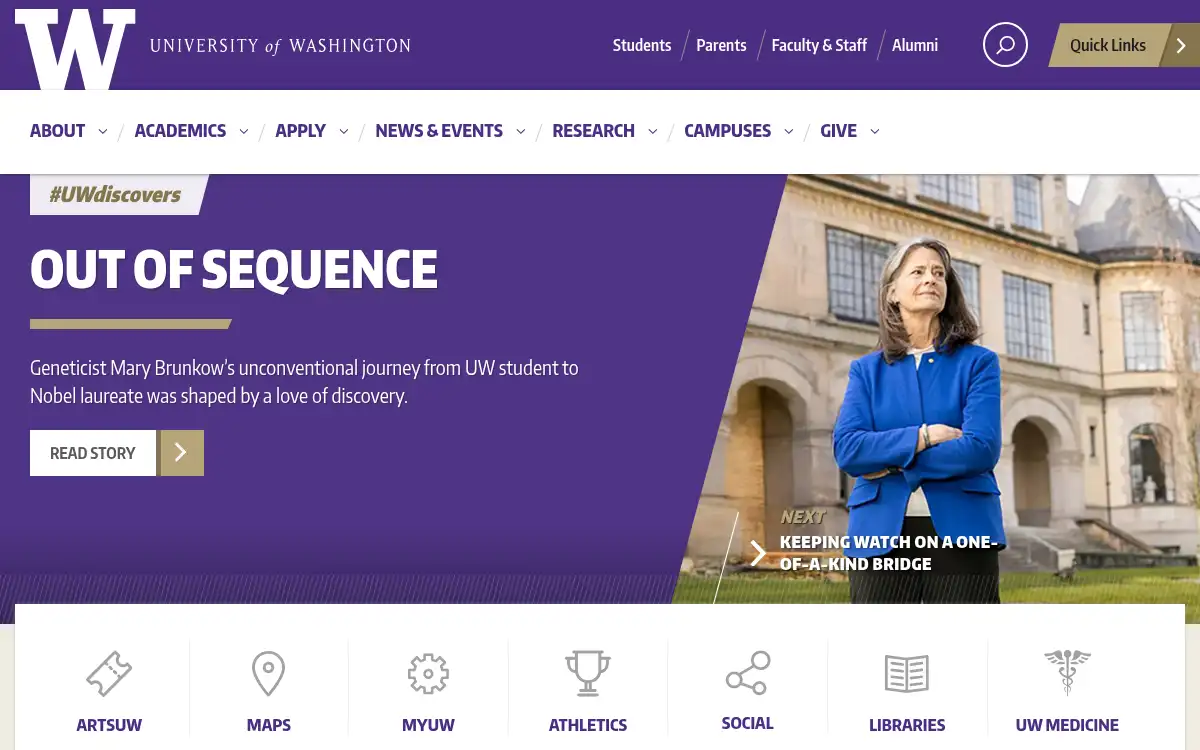 Final screenshot of https://www.washington.edu