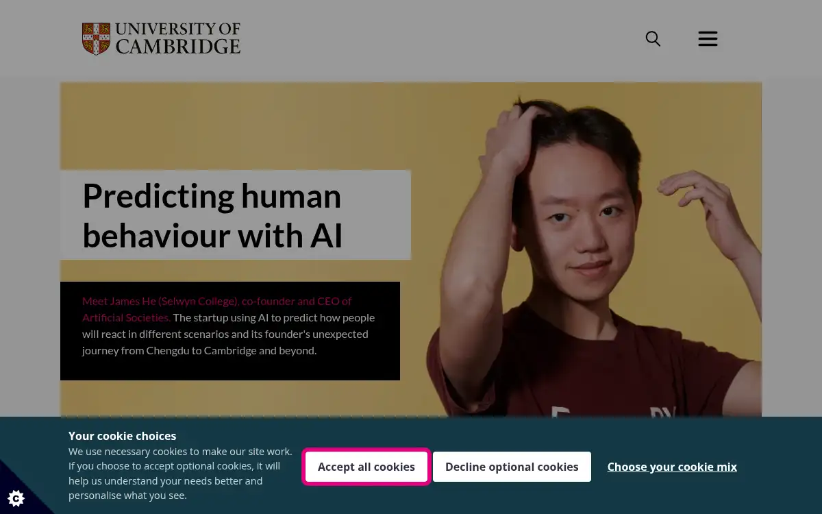 Final screenshot of https://cam.ac.uk