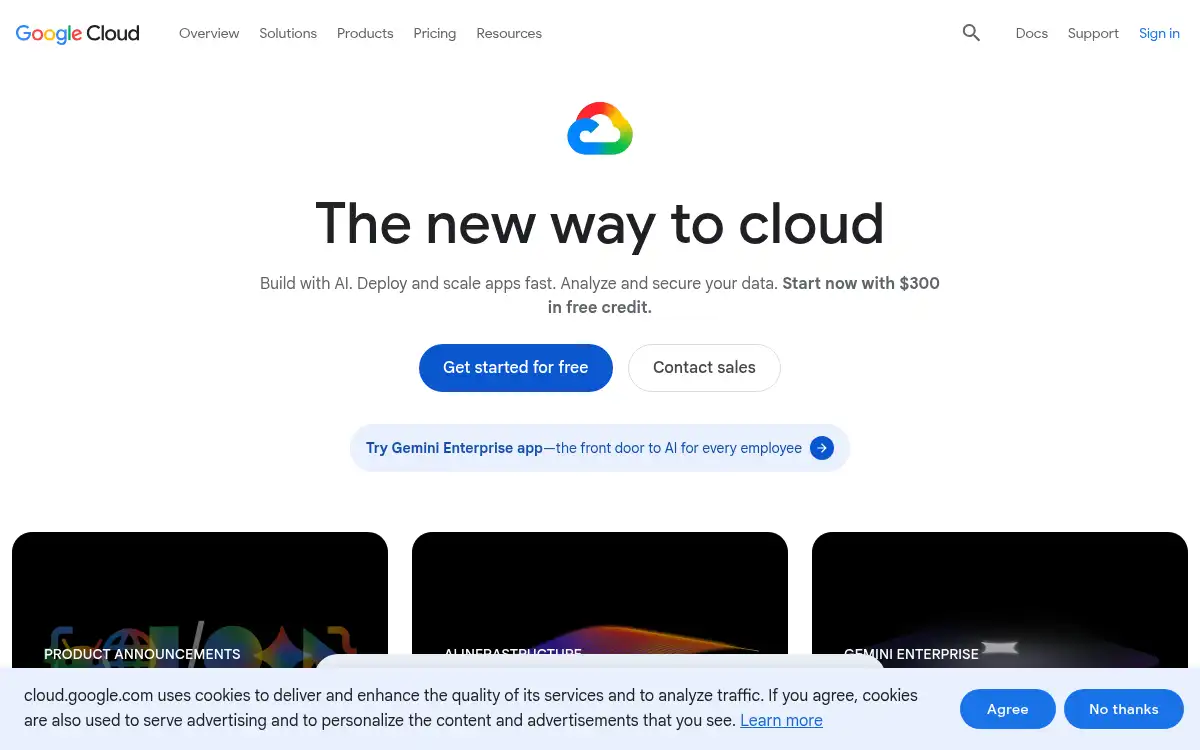 Final screenshot of https://cloud.google.com