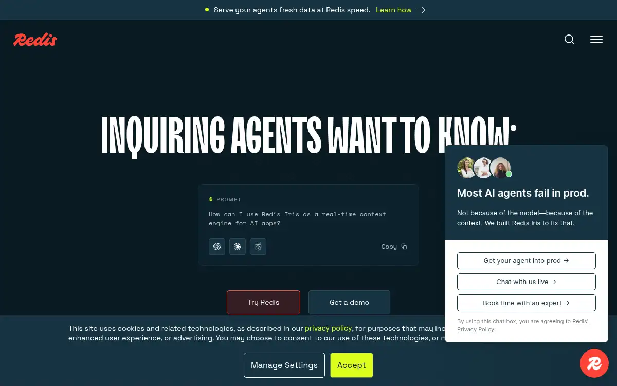 Final screenshot of https://www.redis.io