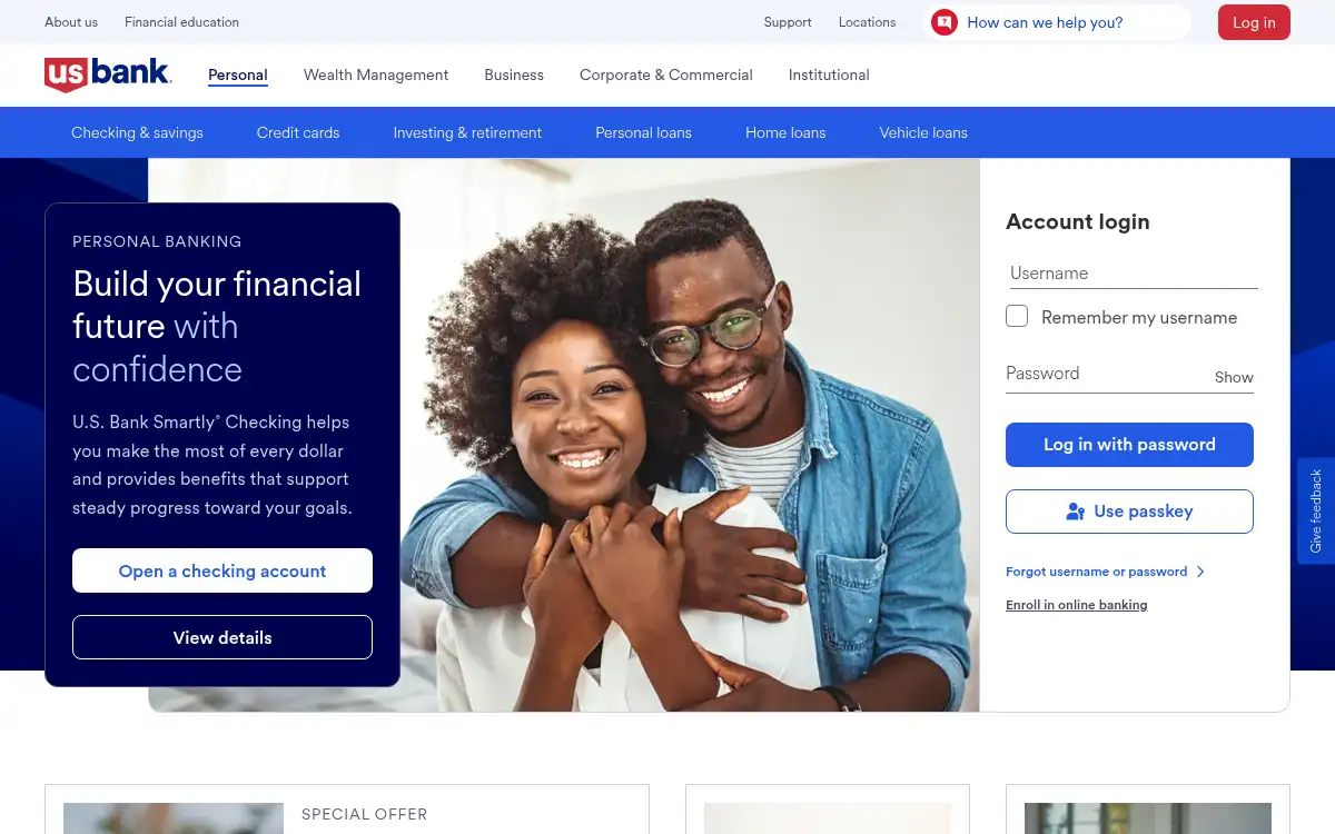 Final screenshot of https://www.usbank.com
