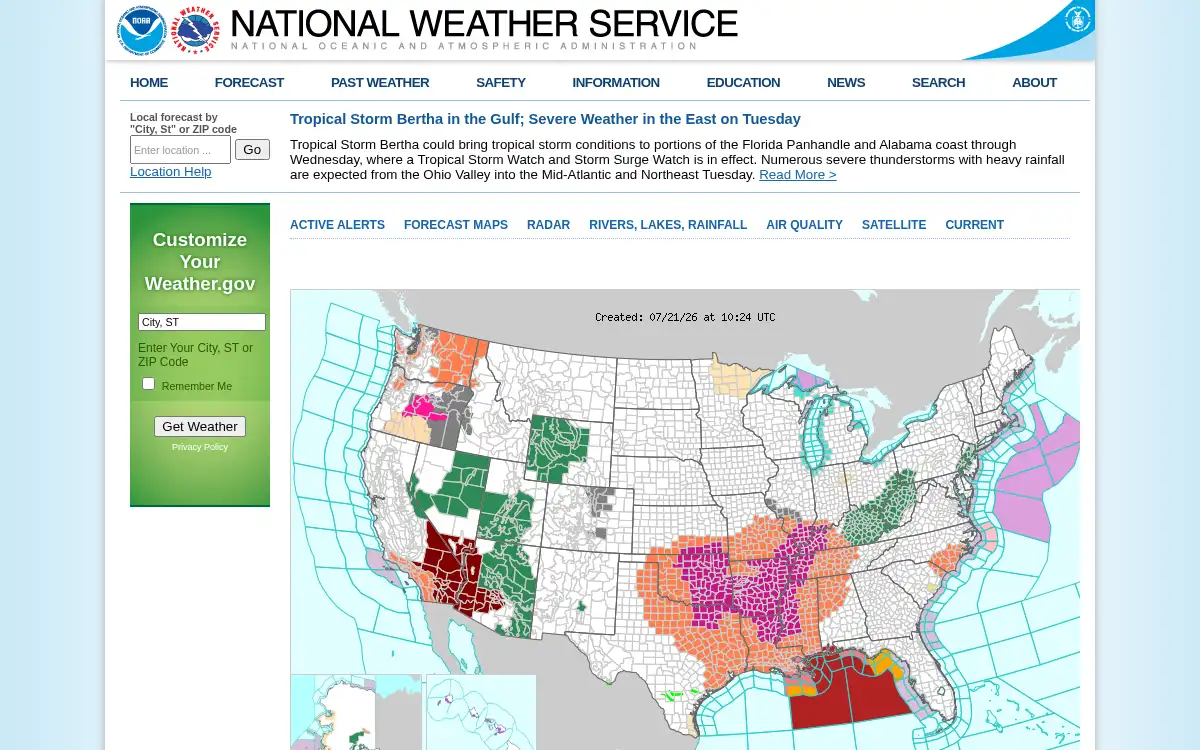 Final screenshot of https://www.weather.gov