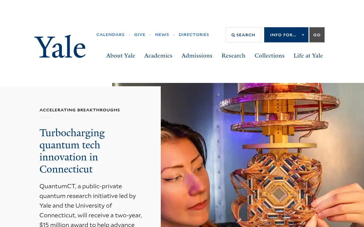 Final screenshot of https://www.yale.edu