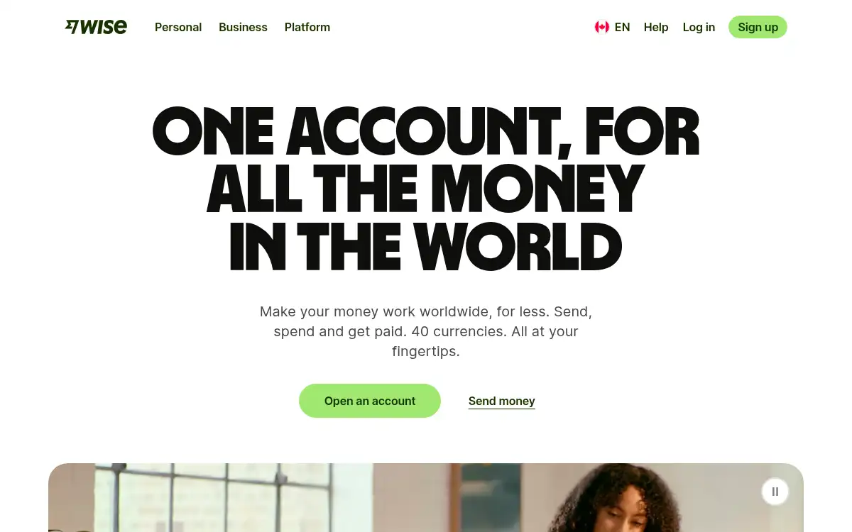 Final screenshot of https://www.wise.com