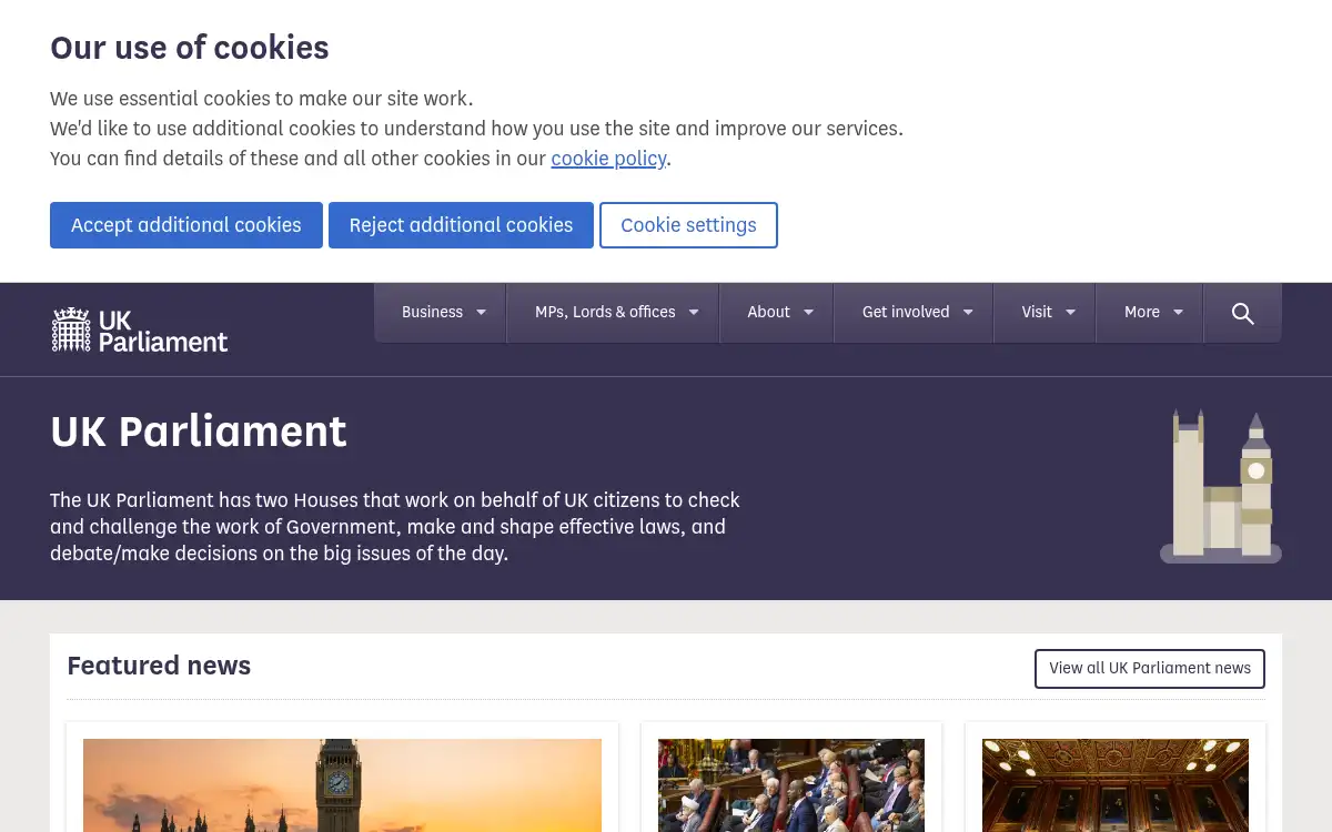 Final screenshot of https://www.parliament.uk