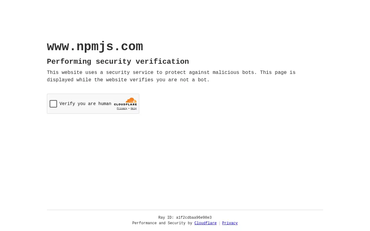 Final screenshot of https://www.npmjs.com
