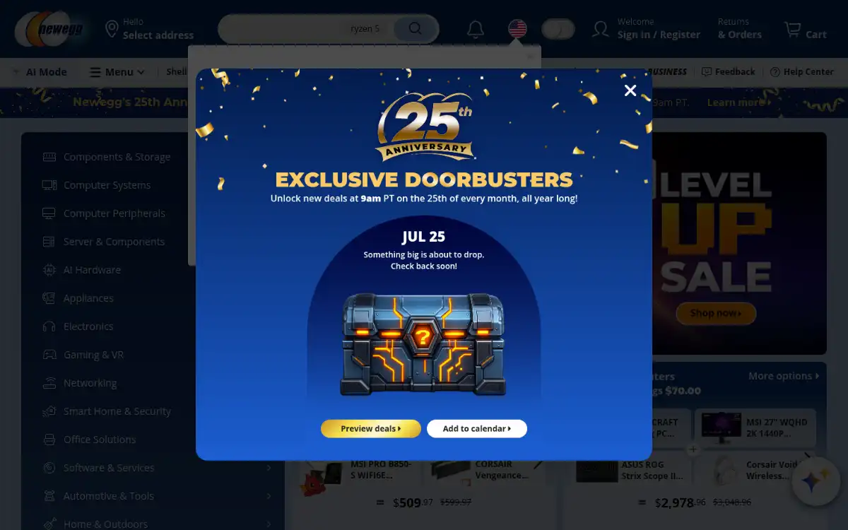 Final screenshot of https://www.newegg.com