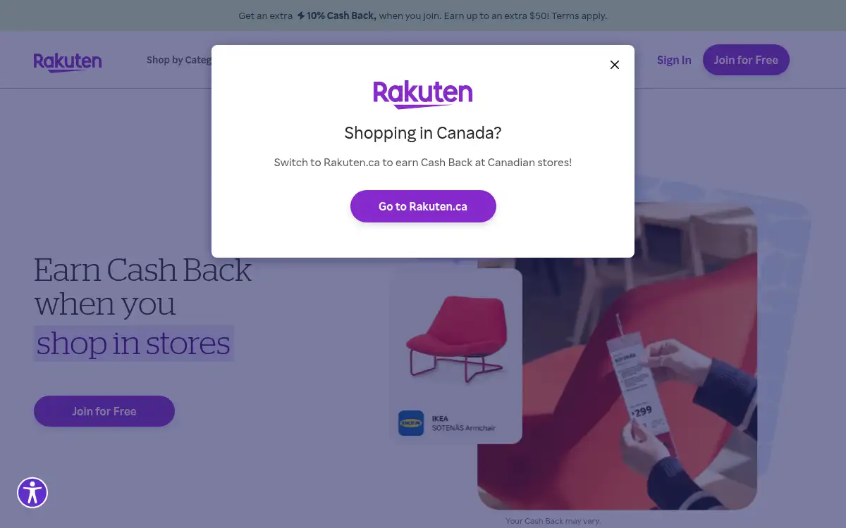 Final screenshot of https://www.rakuten.com