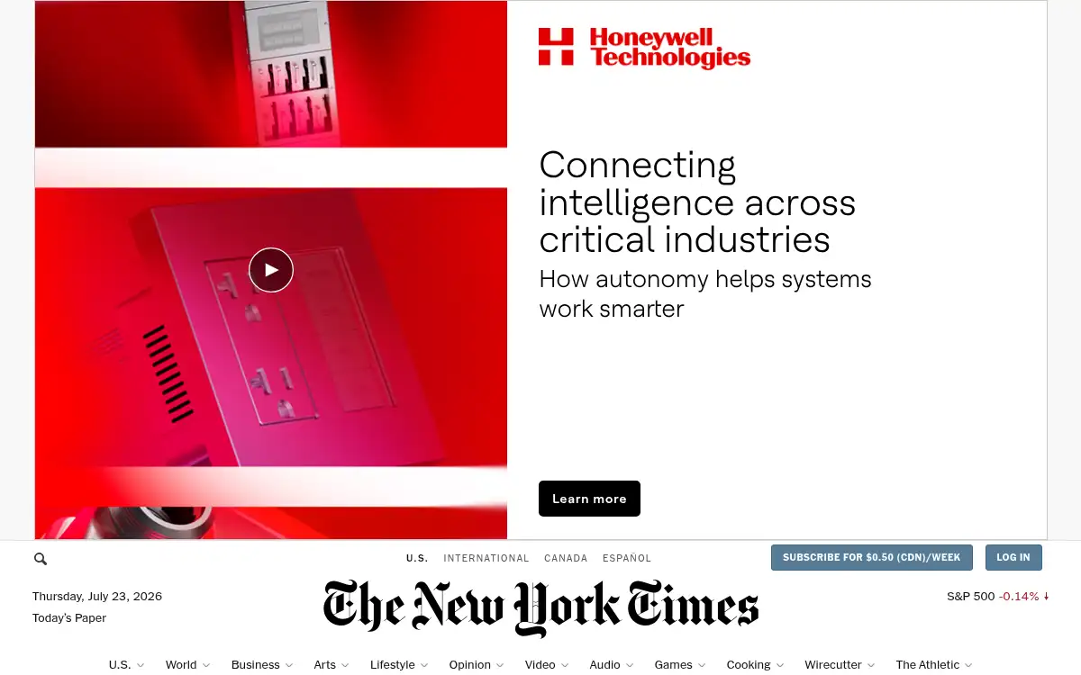 Final screenshot of https://www.nytimes.com