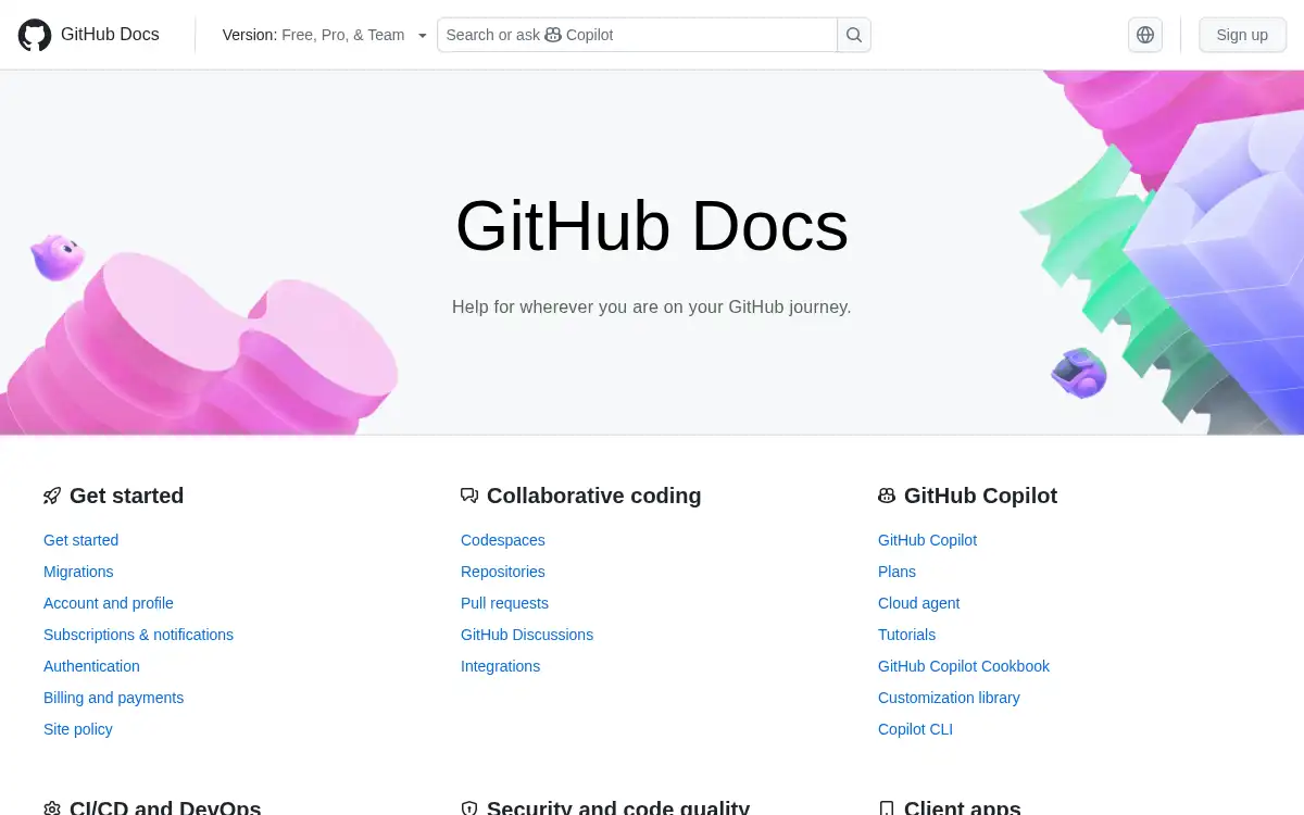 Final screenshot of https://docs.github.com