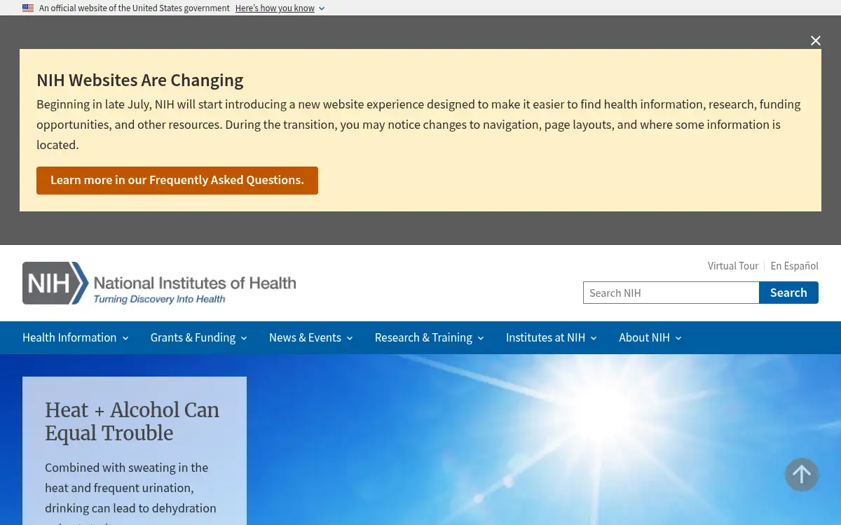 Final screenshot of https://www.nih.gov