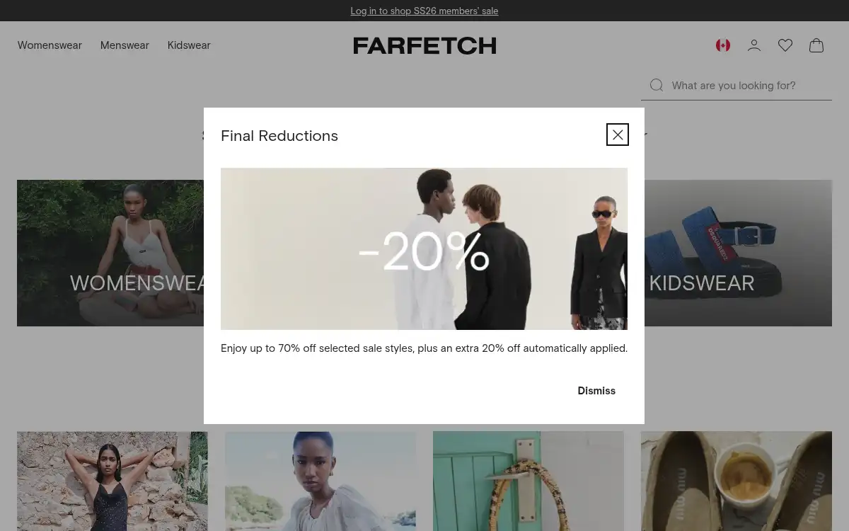 Final screenshot of https://www.farfetch.com
