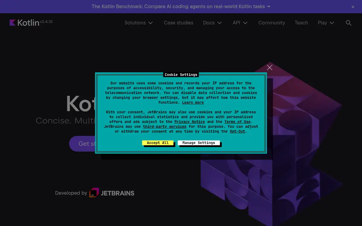 Final screenshot of https://www.kotlinlang.org