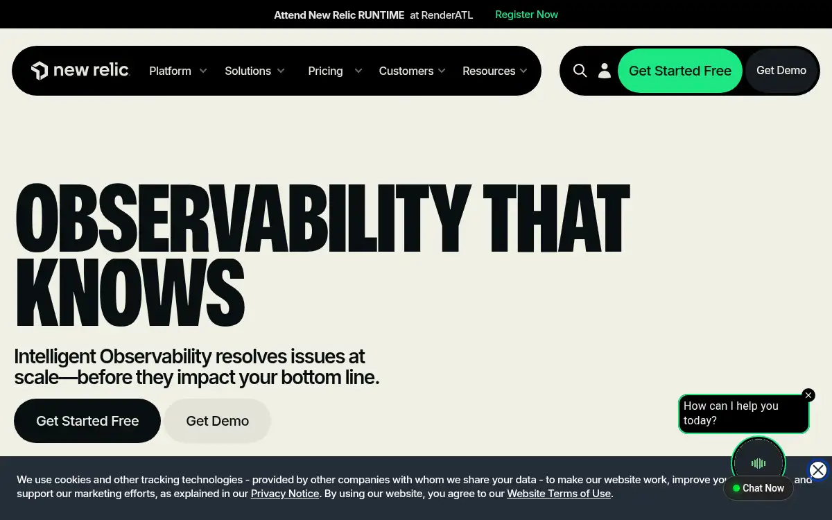 Final screenshot of https://www.newrelic.com