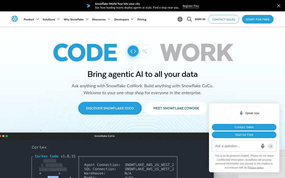 Final screenshot of https://www.snowflake.com