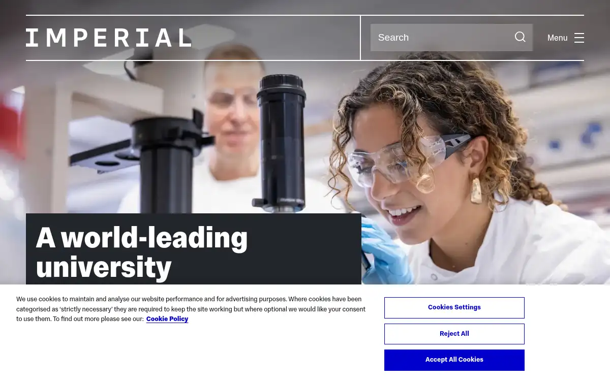 Final screenshot of https://imperial.ac.uk