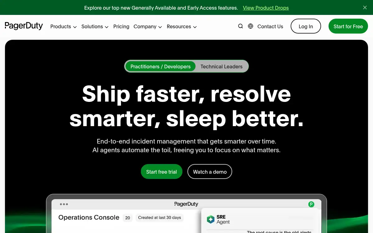 Final screenshot of https://www.pagerduty.com