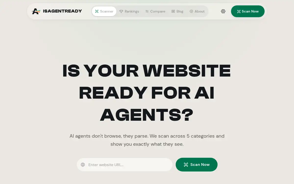 Final screenshot of https://isagentready.com/en/