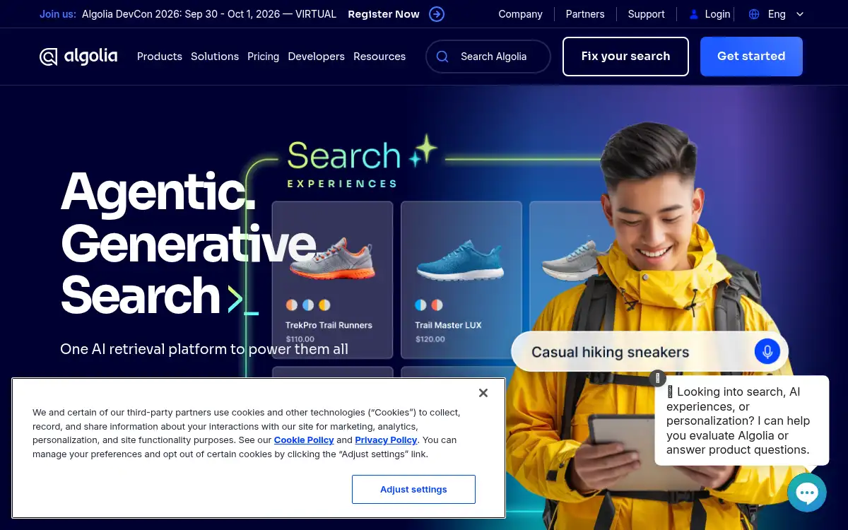 Final screenshot of https://www.algolia.com