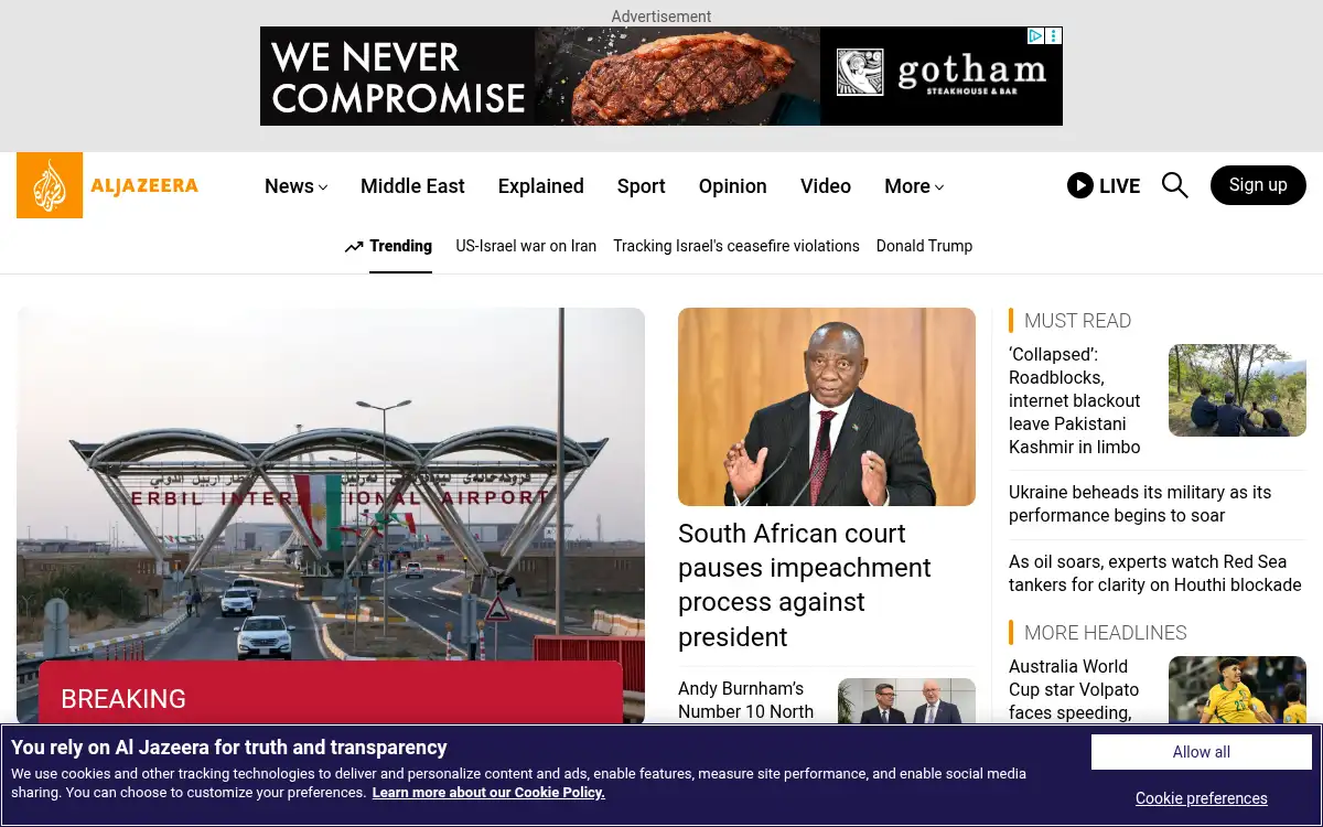 Final screenshot of https://www.aljazeera.com
