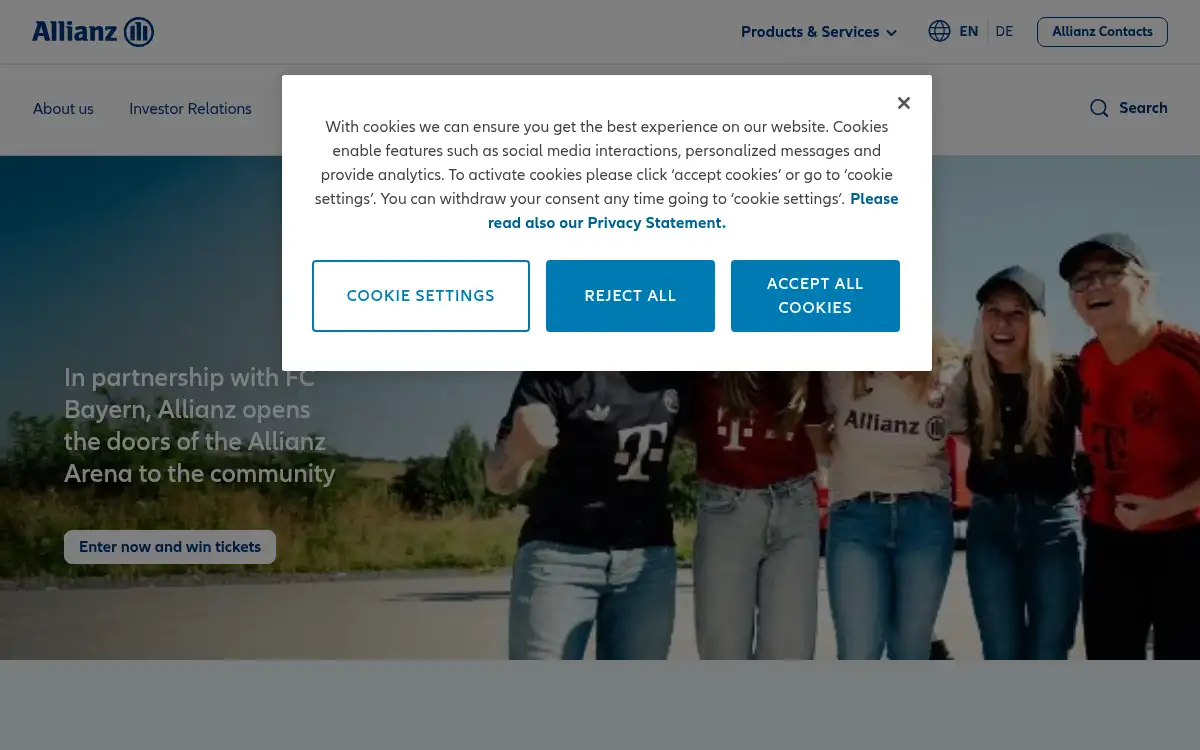 Final screenshot of https://www.allianz.com