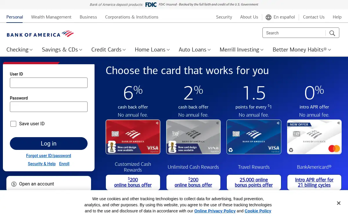 Final screenshot of https://www.bankofamerica.com