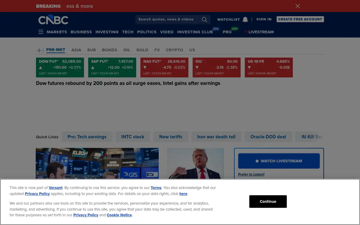 Final screenshot of https://www.cnbc.com