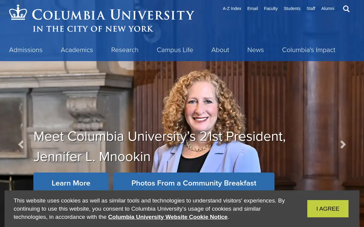 Final screenshot of https://www.columbia.edu