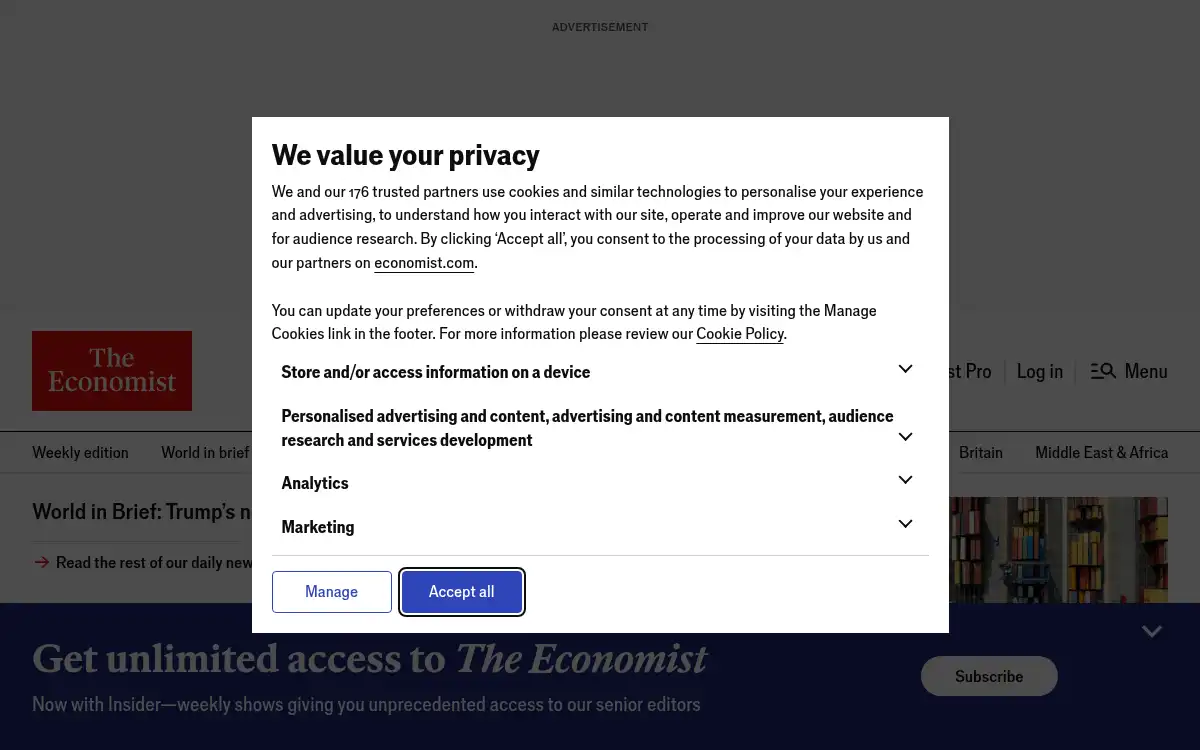 Final screenshot of https://www.economist.com