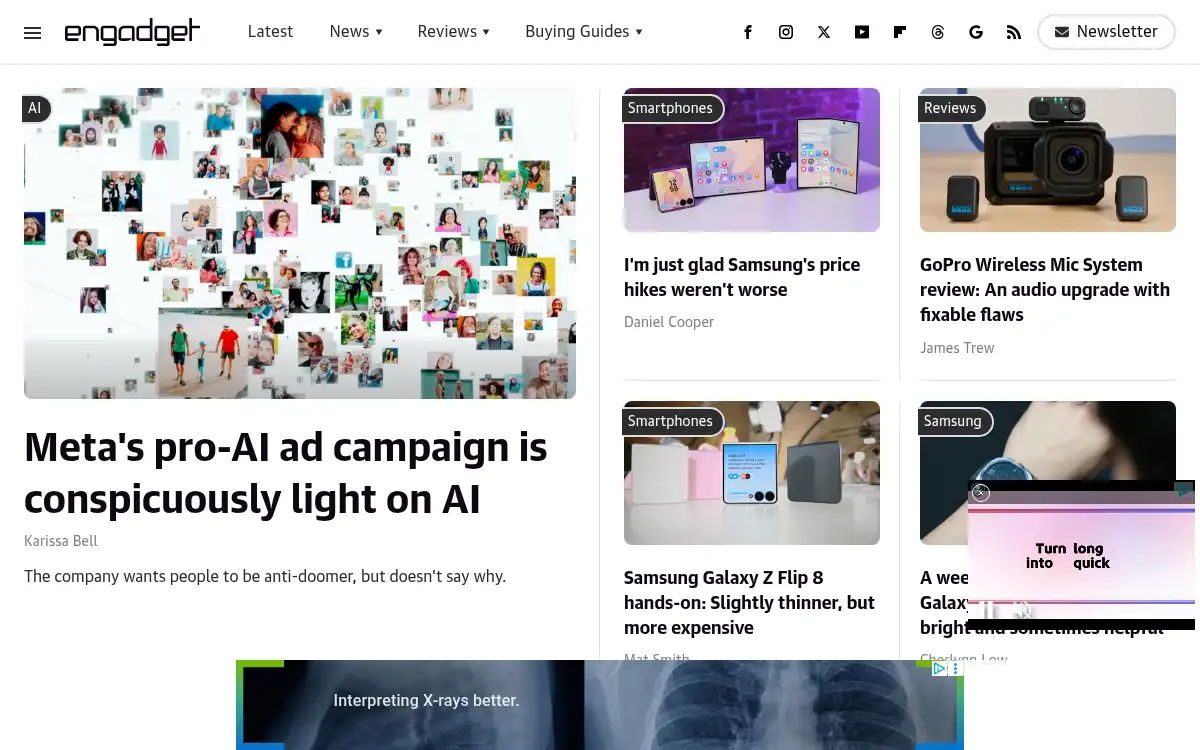 Final screenshot of https://www.engadget.com