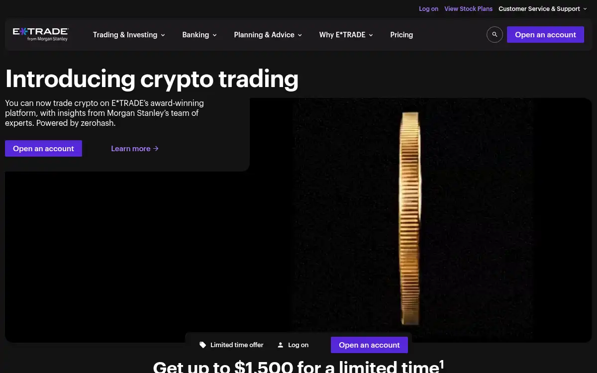 Final screenshot of https://www.etrade.com