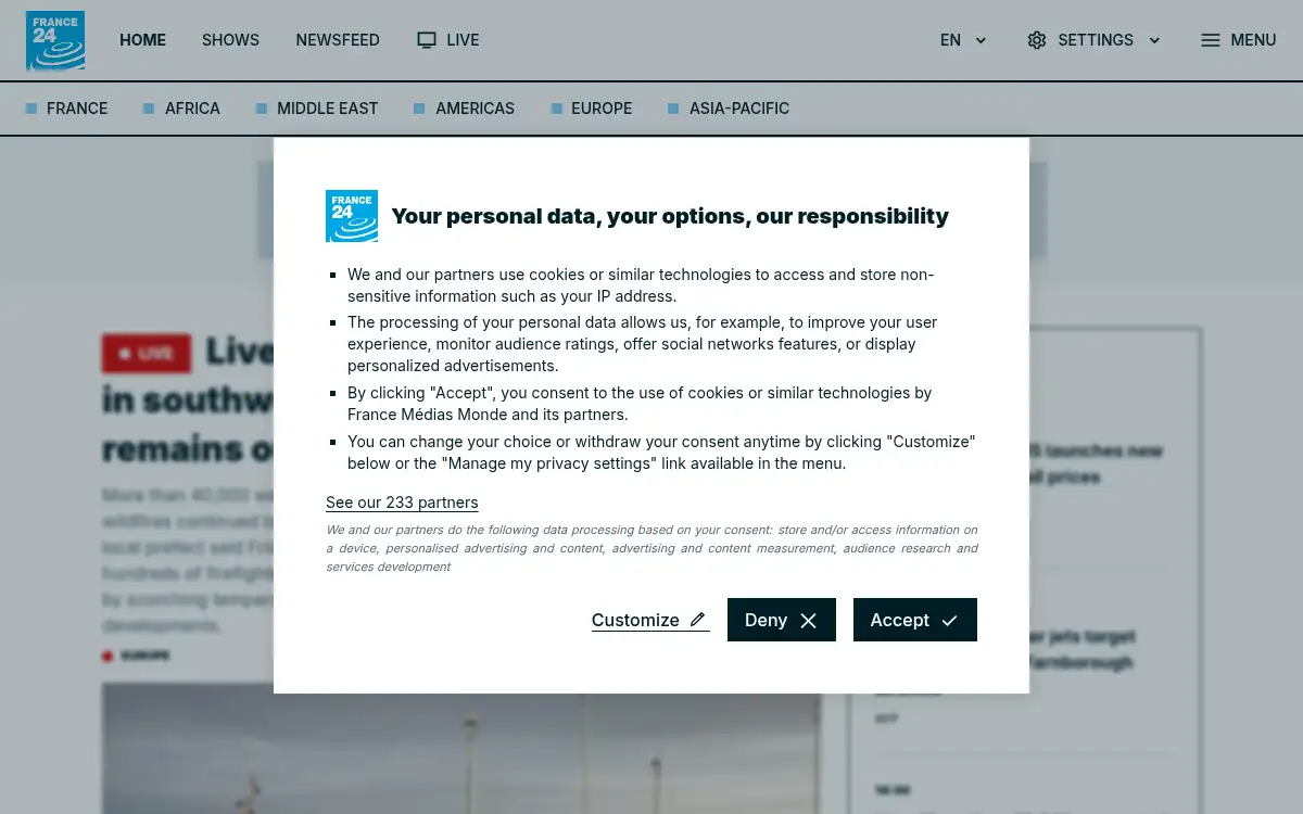 Final screenshot of https://www.france24.com