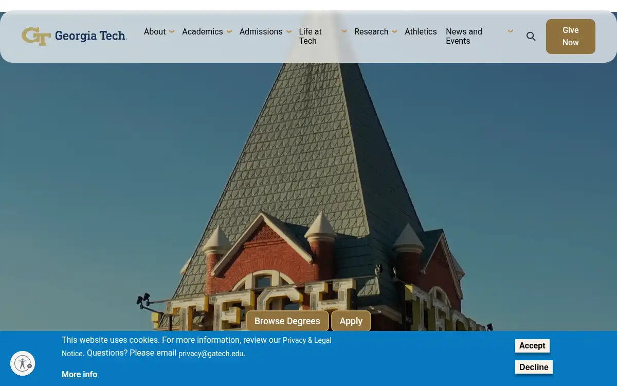 Final screenshot of https://www.gatech.edu