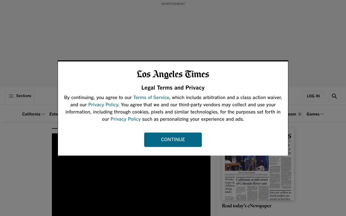 Final screenshot of https://www.latimes.com