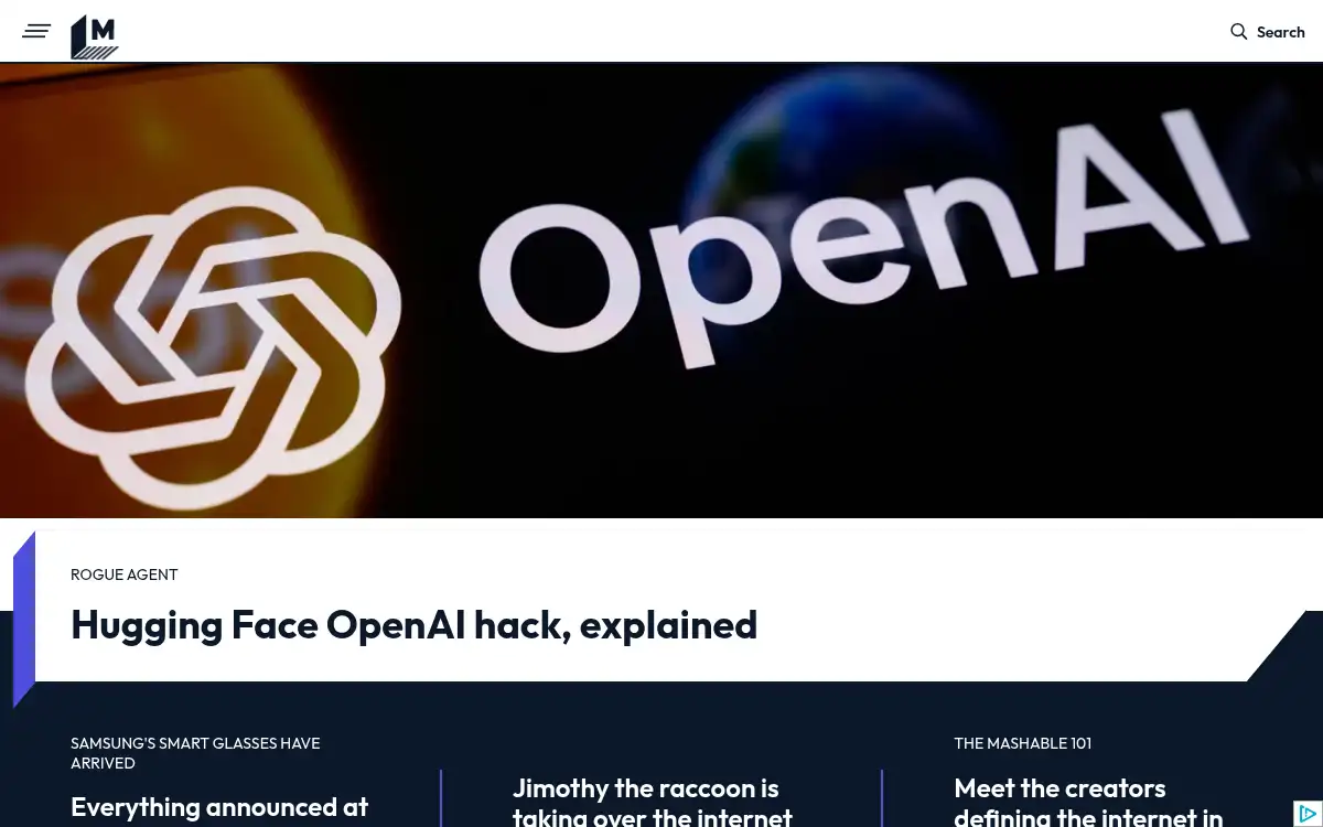 Final screenshot of https://www.mashable.com