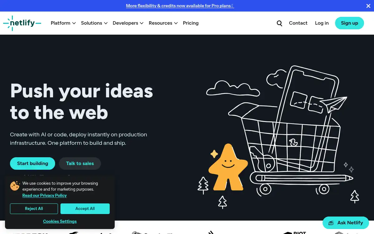 Final screenshot of https://www.netlify.com