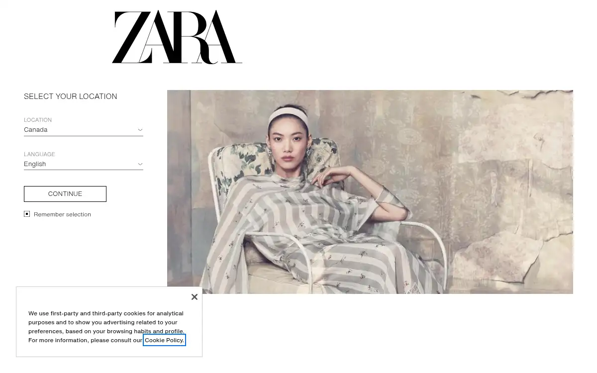 www.zara.com screenshot