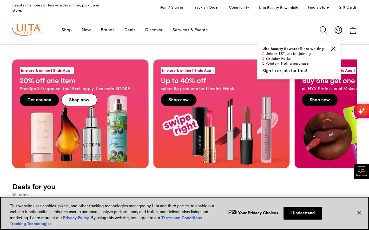 www.ulta.com screenshot
