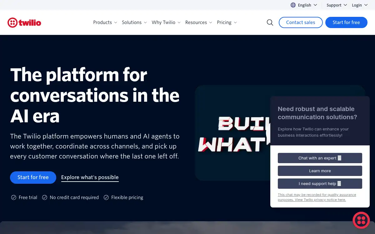 www.twilio.com screenshot